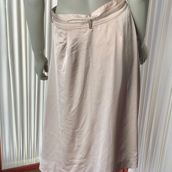 Banana Republic Satin Midi Skirt Beige Button Down Lined Size 6 - Picture 6 of 8